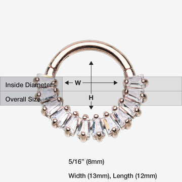 Detail View 1 of Rose Gold Brilliant Baguette Sparkles Array Seamless Clicker Hoop Ring